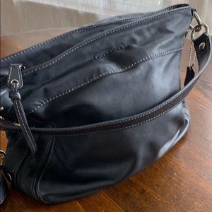 Coach black leather bag with extra strap